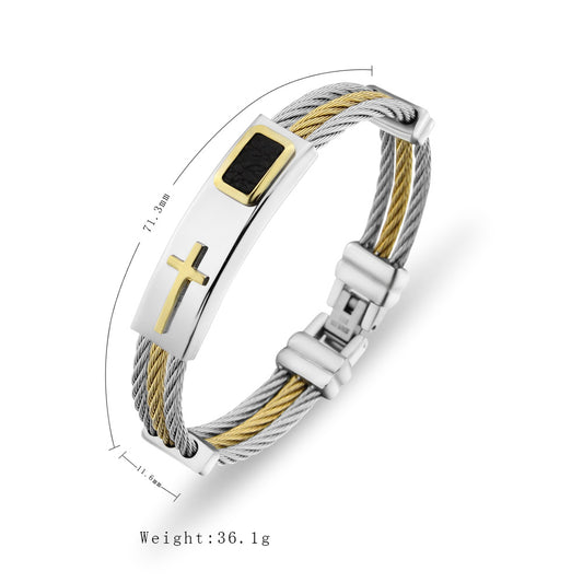 Stainless Steel Cross Bracelet Men