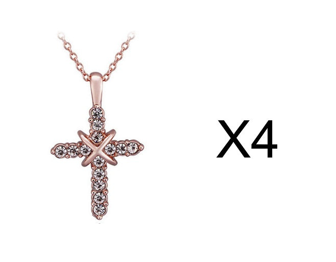Studded Jesus Cross Necklace Clavicle Chain