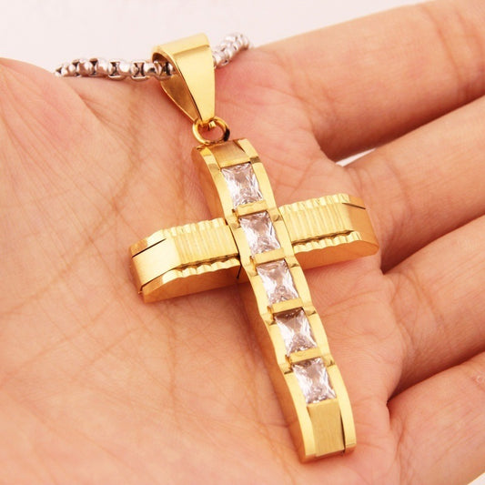 Christian Curved Cross Necklace