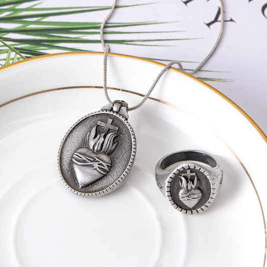 Cross Necklace Ring Jewelry Set