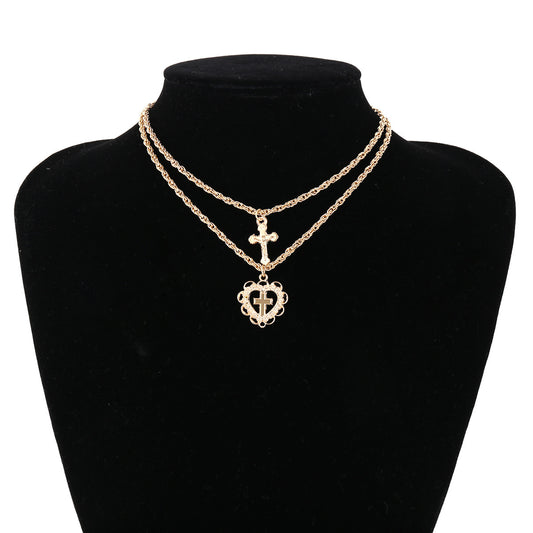 Multilayer Cross Virgin Mary Pendant