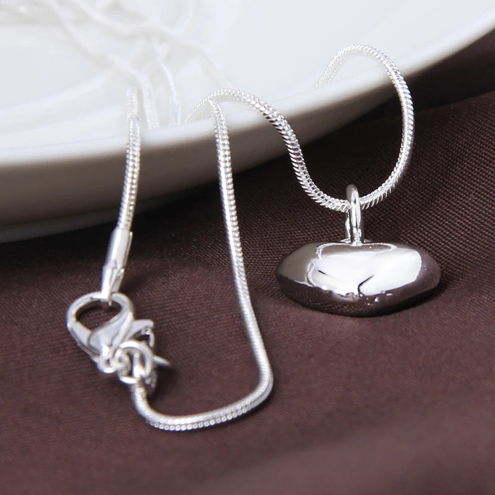Silver Heart Pendant Necklace for Women