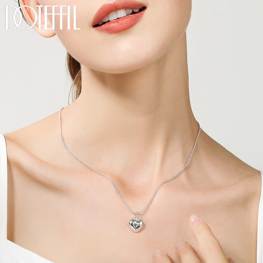 Silver Heart Pendant Necklace for Women