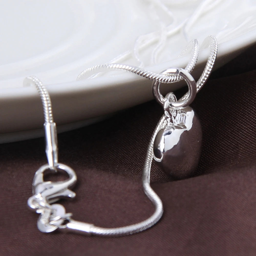 Silver Heart Pendant Necklace for Women