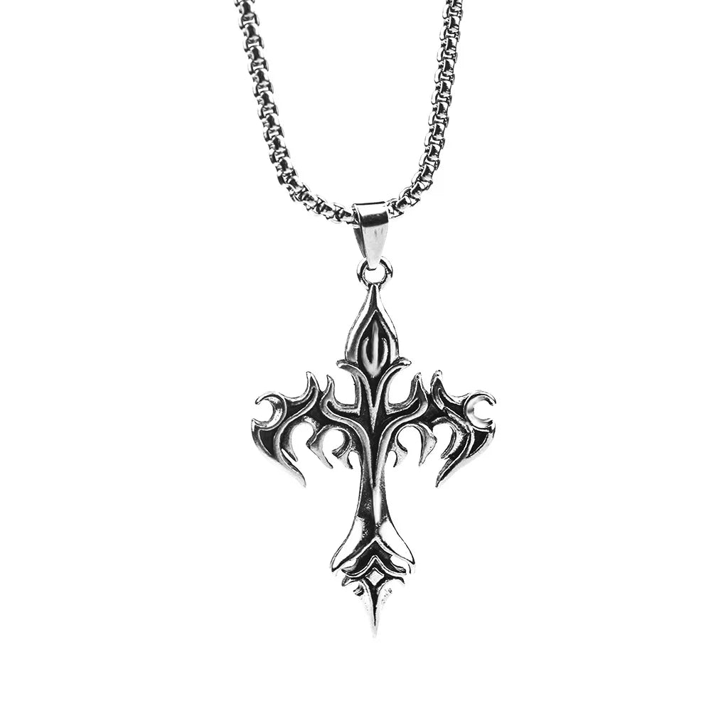 Hip Hop Stainless Steel Cross Pendant Necklace