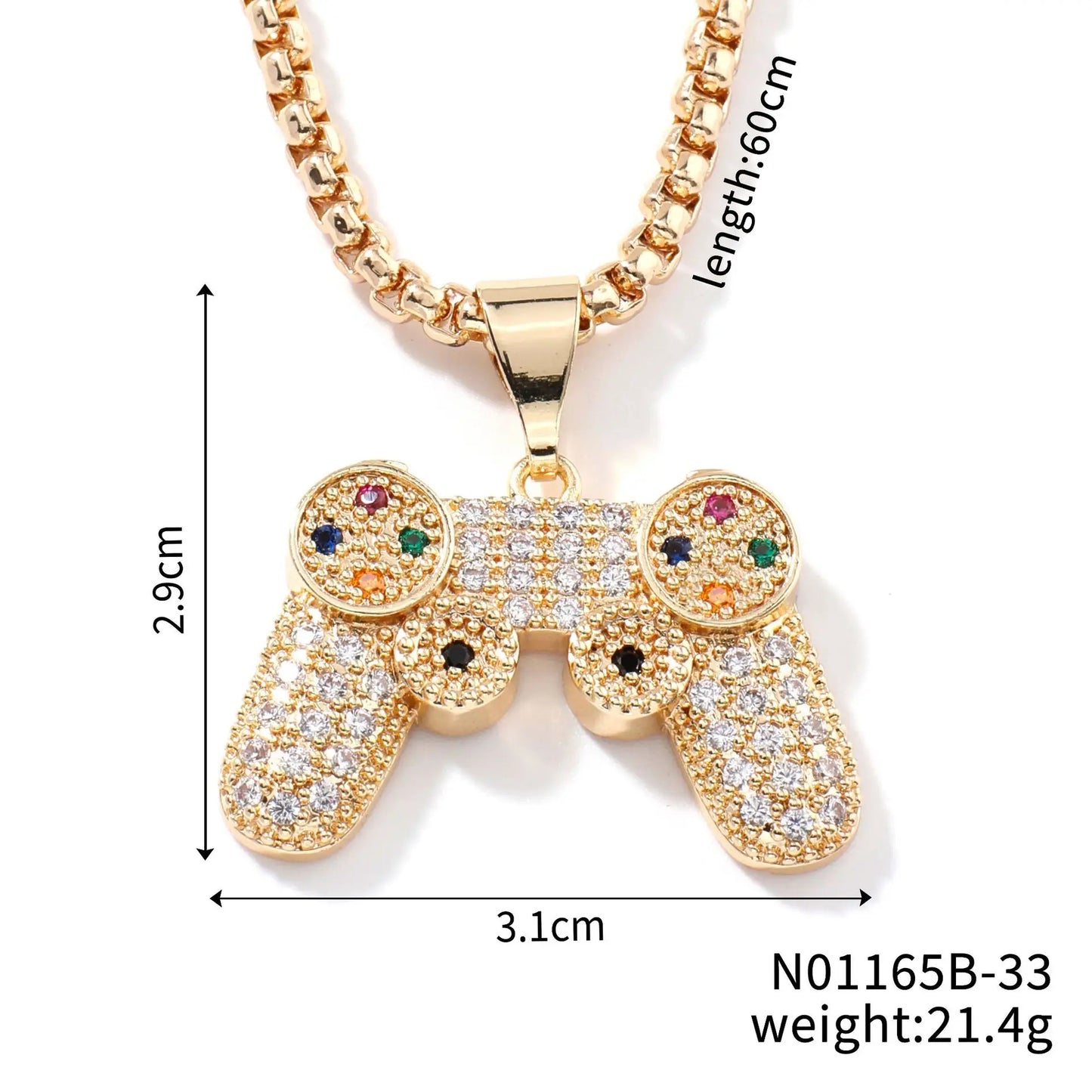 Trendy Golden Gamepad Lightning Necklace