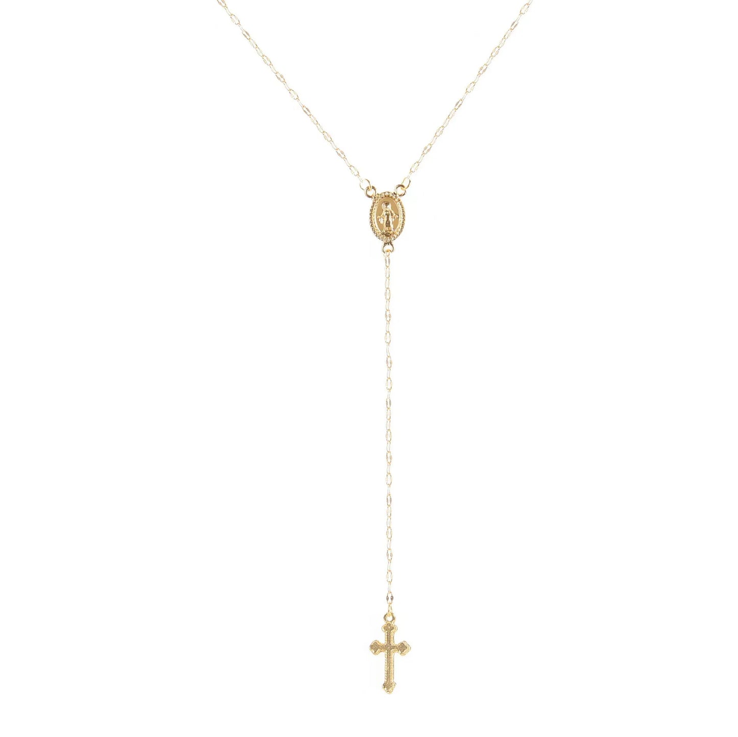 Boho Religious Vintage Christian Cross Rosary Necklace
