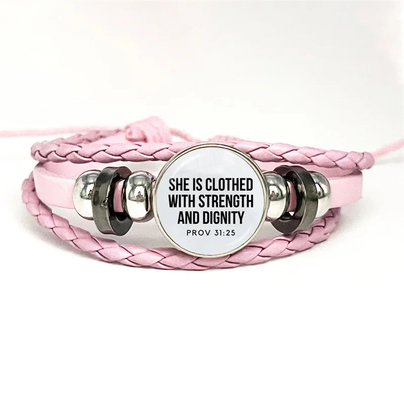 Multilayer Christian Faith Bible Verse Leather Bracelet