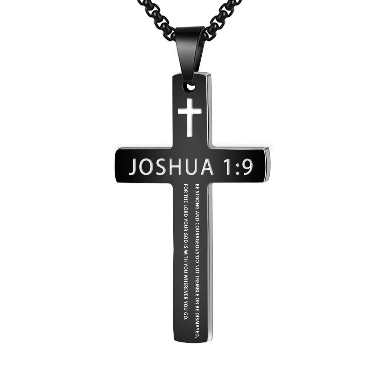 304L Stainless Steel Bible Verse Cross Necklace