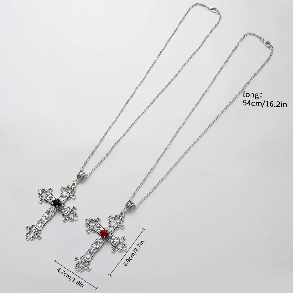 Gothic Unisex Punk Crystal Big Cross Necklace