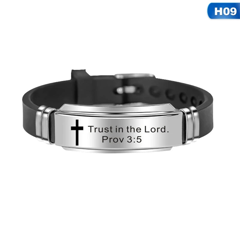 Bible Verse Faith Silicone Cross Bracelet