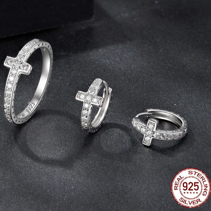 Stackable Eternity Moissanite Cross Ring
