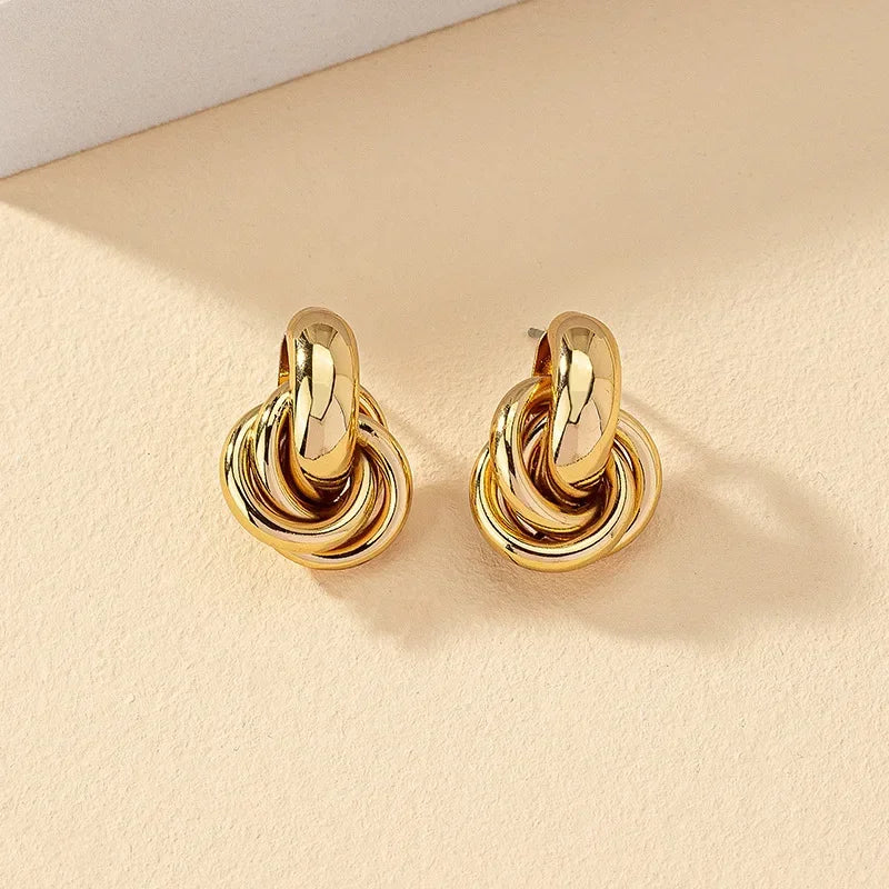 Gold & Silver Knot Hoop Twist Earrings