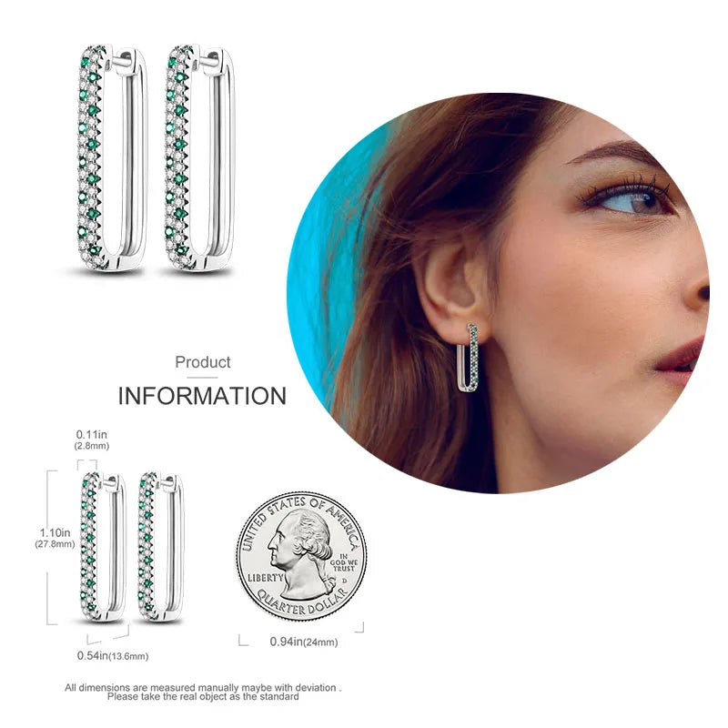 925 Silver Heart & Star Zircon Hoop Earrings