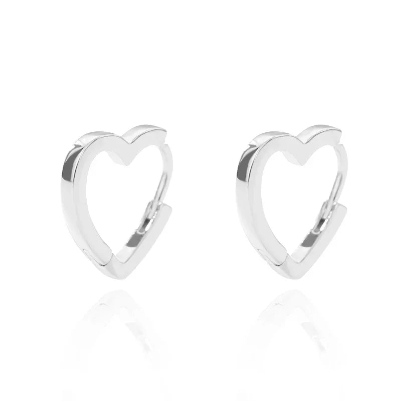 Stainless Steel Gold Heart Zircon Hoop Earrings