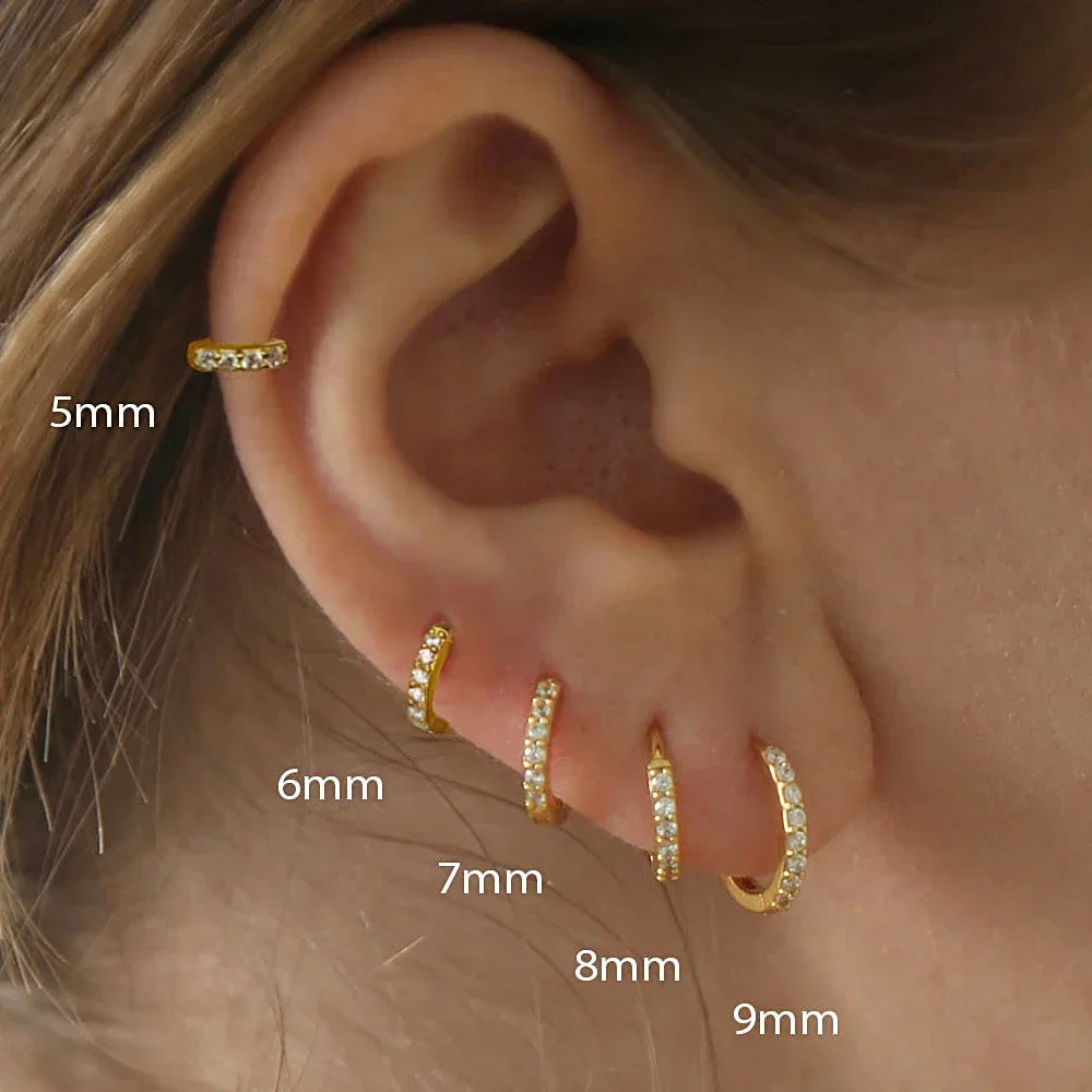 2–6PCS Crystal Zirconia Hoop Earrings