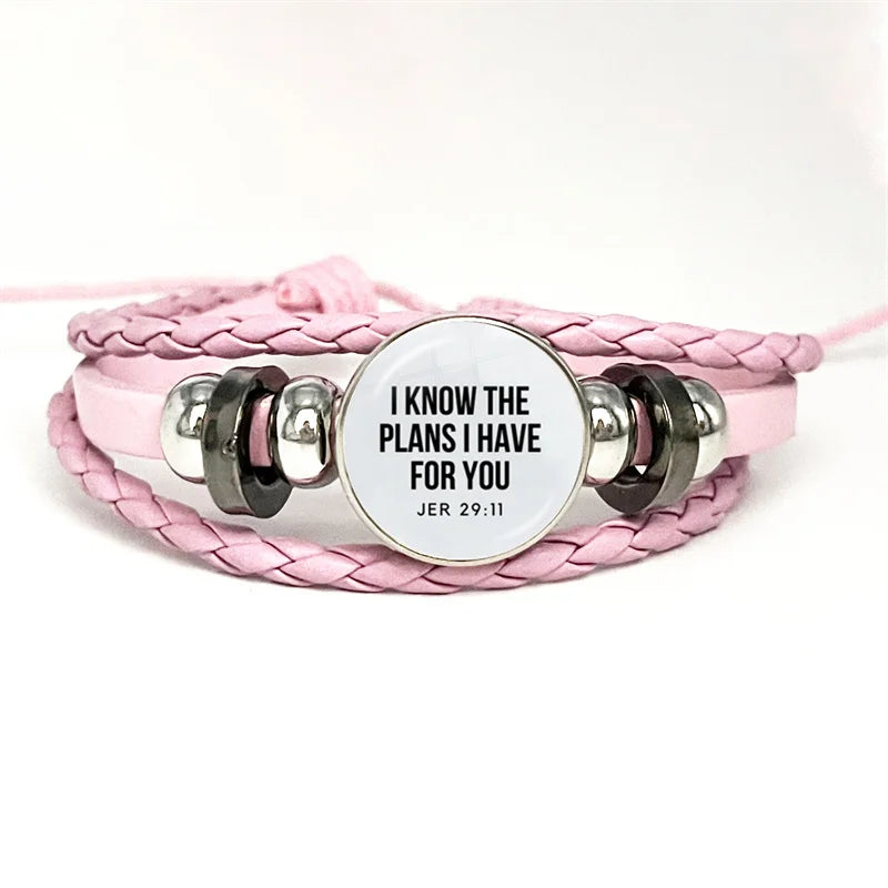 Multilayer Christian Faith Bible Verse Leather Bracelet