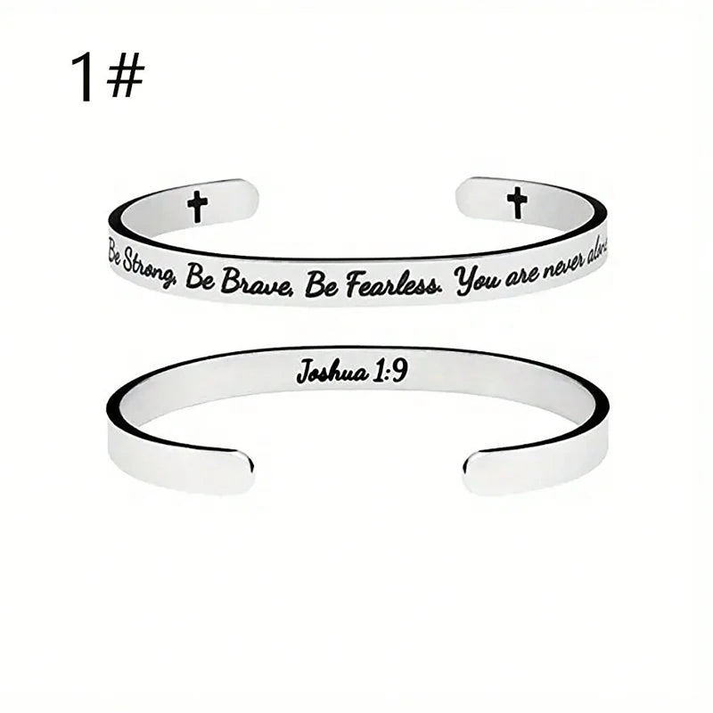 Stainless Steel Jesus Christian Bible Verse Cuff Bracelet