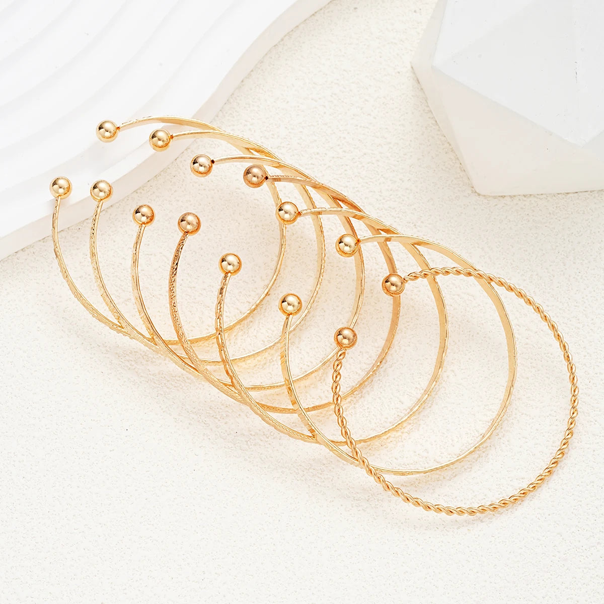 7-Piece Punk Gold Bracelet Set for Women