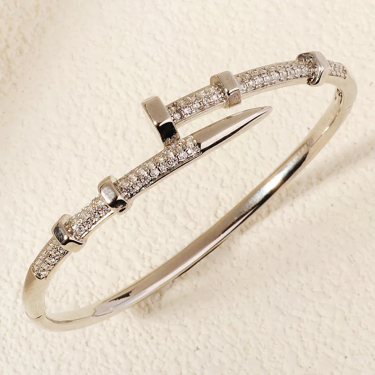 Trendy Zircon Nail Screw Bracelet for Women