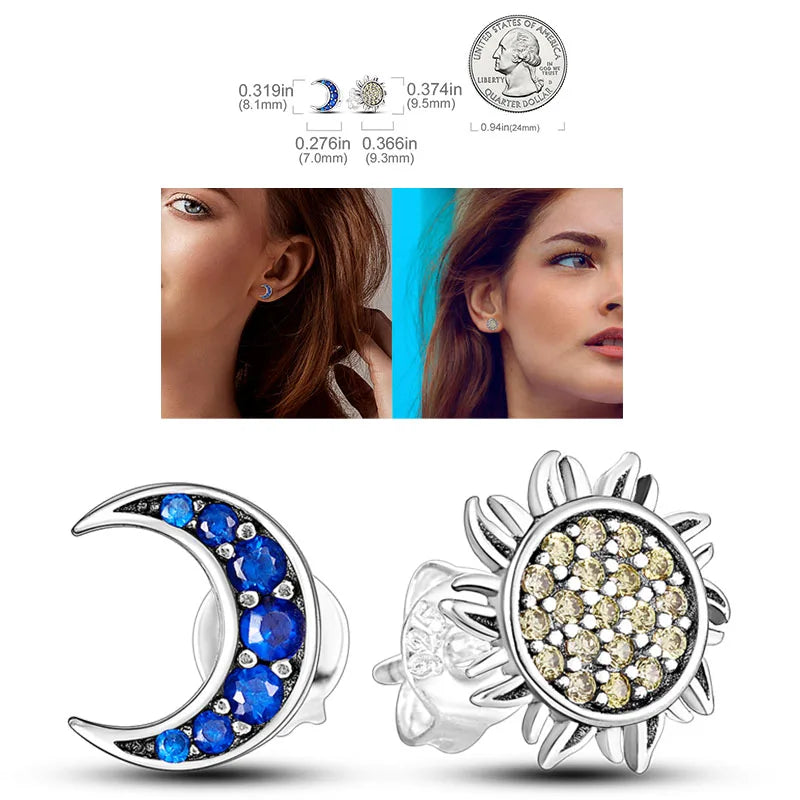 925 Silver Heart & Star Zircon Hoop Earrings