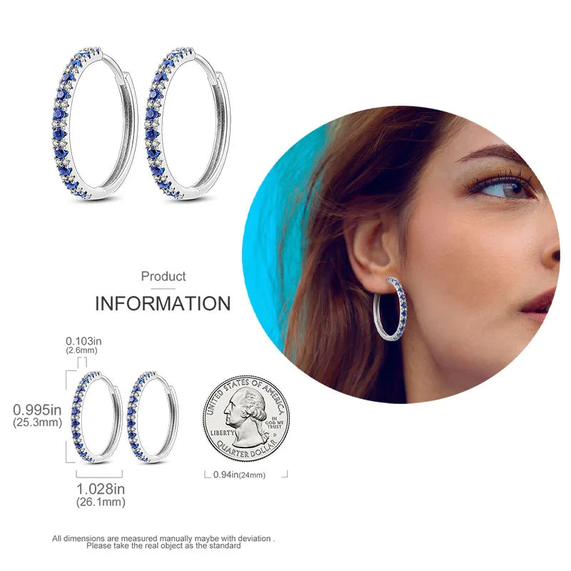 925 Silver Heart & Star Zircon Hoop Earrings
