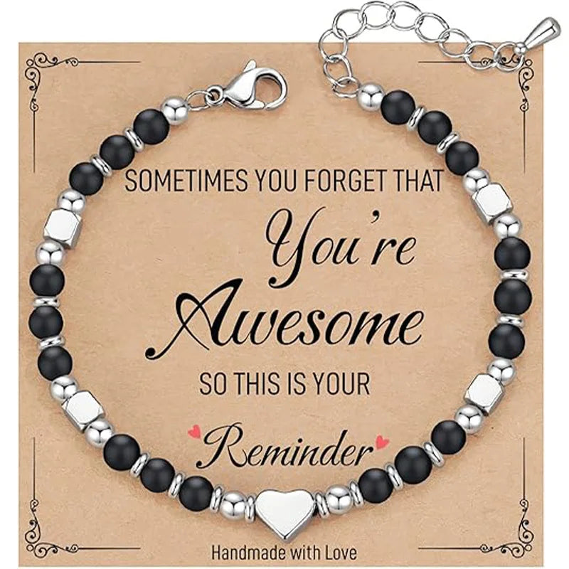 Faith Heart Natural Stone Bracelet for Women – Christian Gift, Adjustable Beaded Bracelet, Meaningful Jewelry Gift for Mom, Daughter, Friend - 1 piece