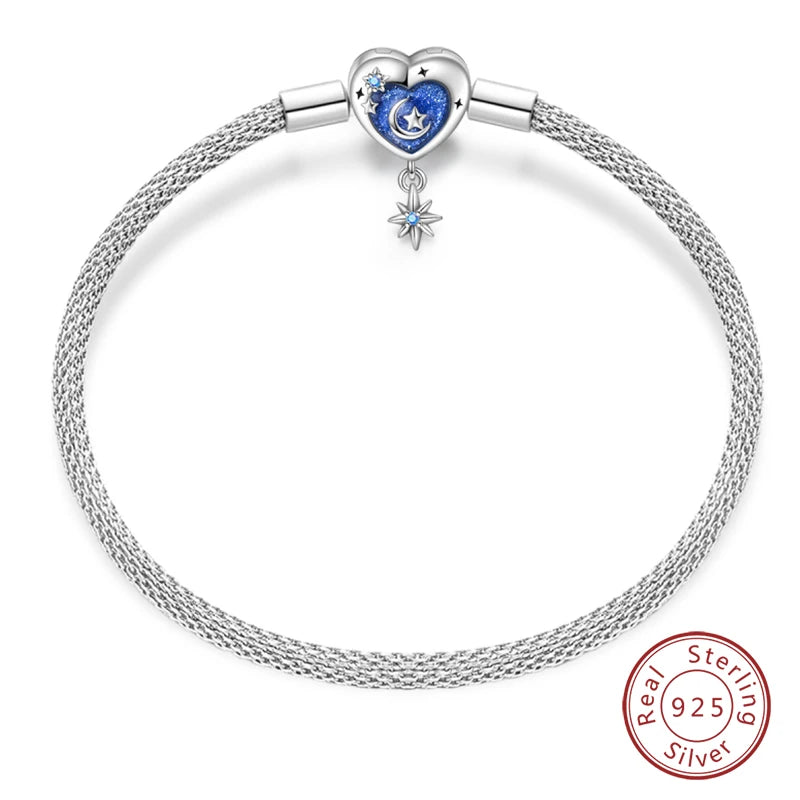925 Silver Star Moon Clover Bracelet