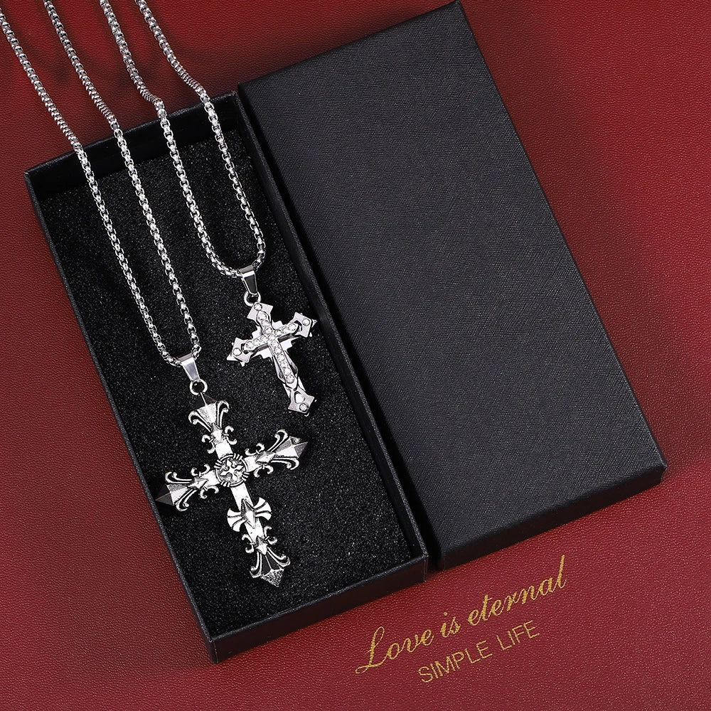 Trendy Hip-Hop Titanium Steel Cross Necklace