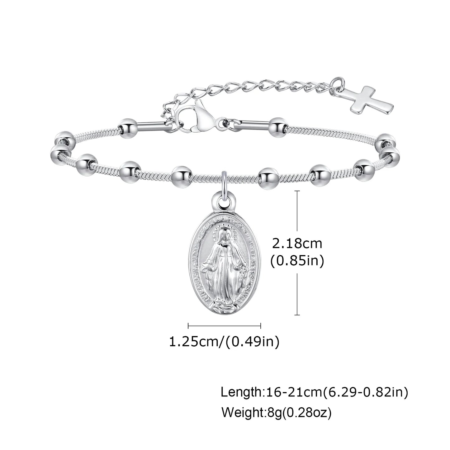 Cross & Virgin Mary Gold Rosary Bracelet