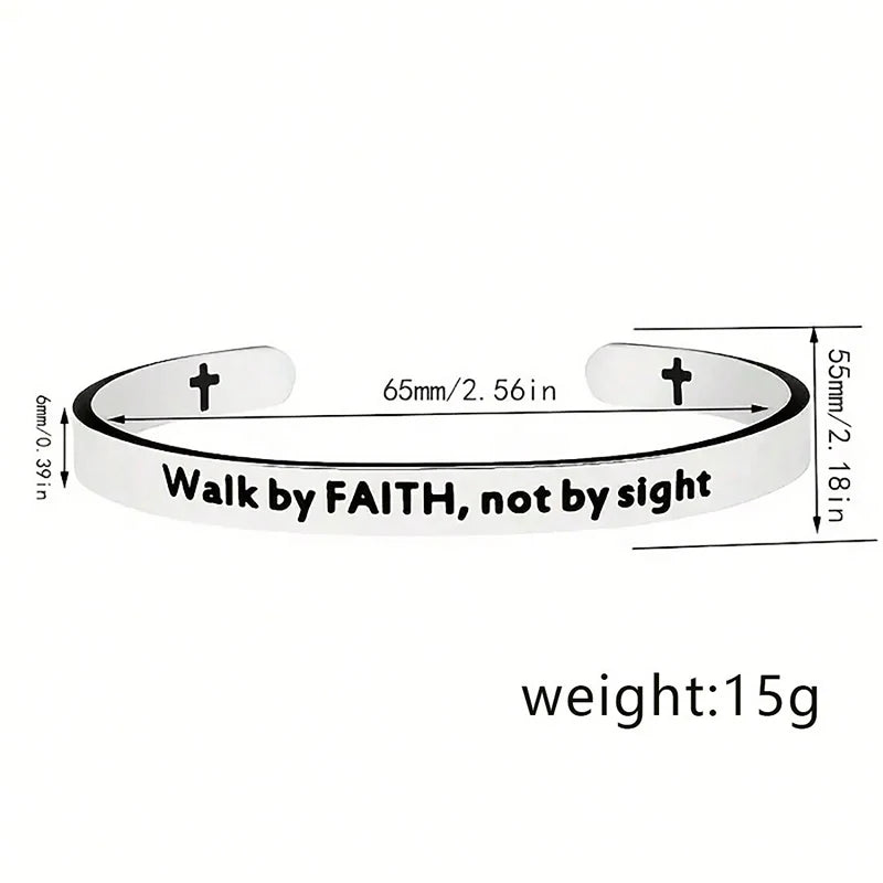Stainless Steel Jesus Christian Bible Verse Cuff Bracelet