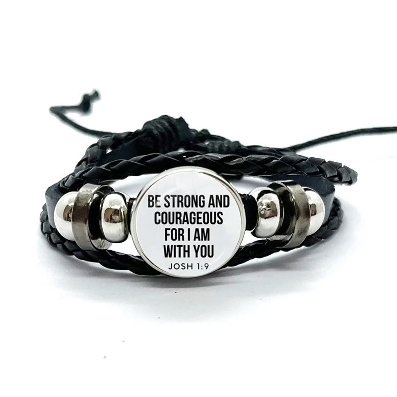 Multilayer Christian Faith Bible Verse Leather Bracelet