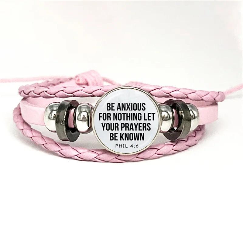 Multilayer Christian Faith Bible Verse Leather Bracelet