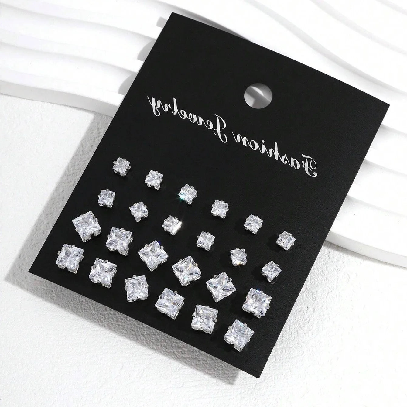 12-Pair Zirconia Stud Earring Set
