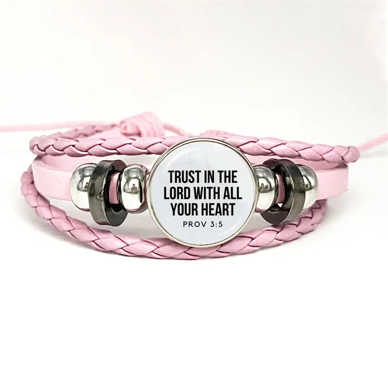 Multilayer Christian Faith Bible Verse Leather Bracelet