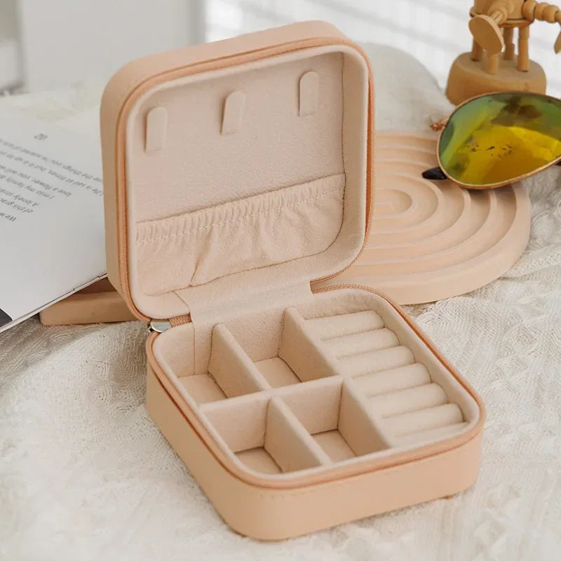 PU Leather Portable Travel Jewelry Organizer Box