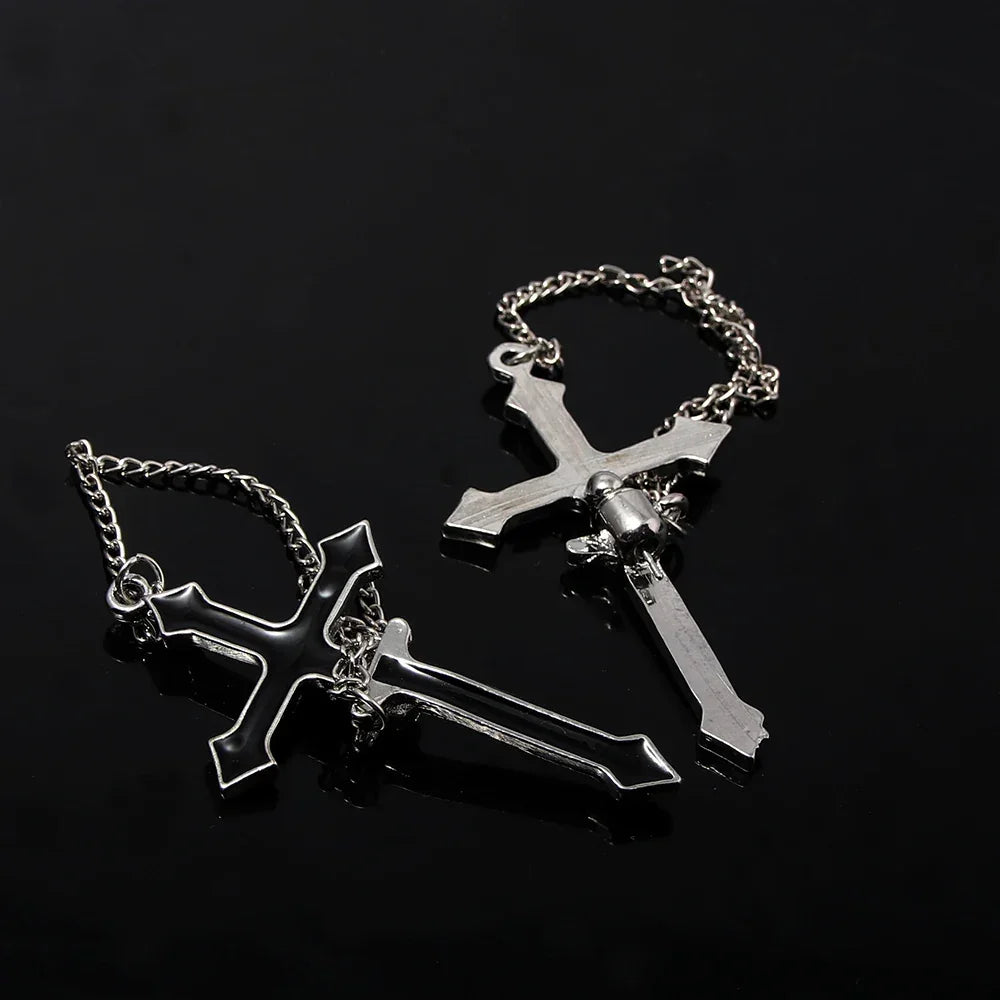 Unisex Vintage Black Cross Chain Earrings - Blessings is Here