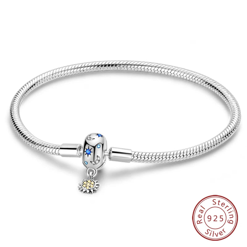 925 Silver Star Moon Clover Bracelet