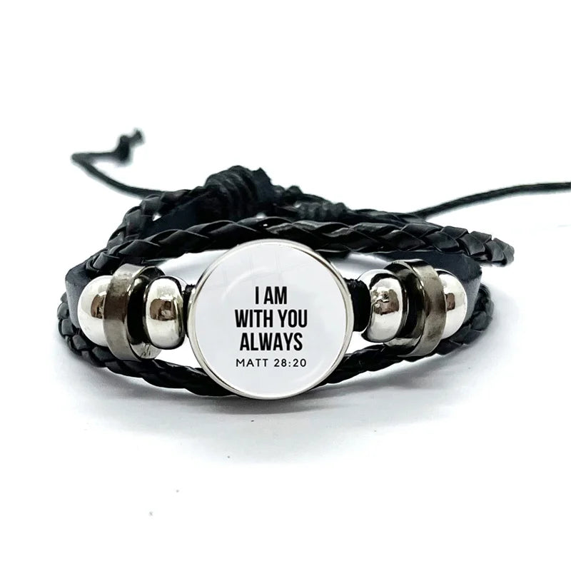 Multilayer Christian Faith Bible Verse Leather Bracelet