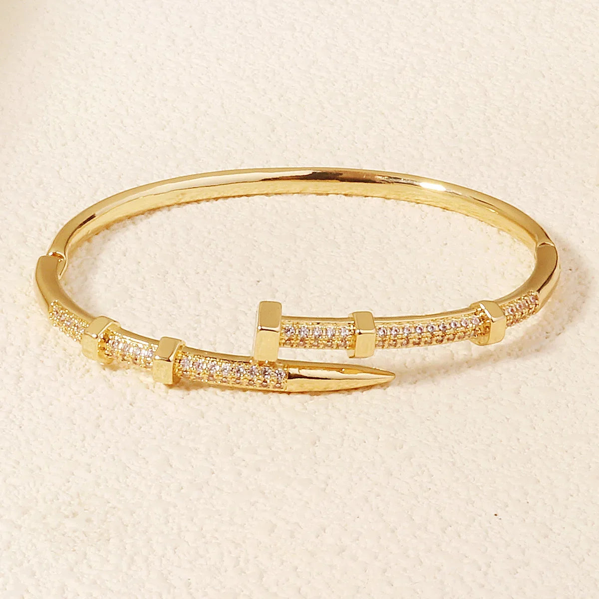 Trendy Zircon Nail Screw Bracelet for Women