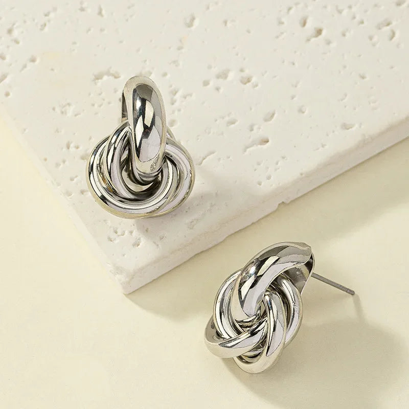 Gold & Silver Knot Hoop Twist Earrings