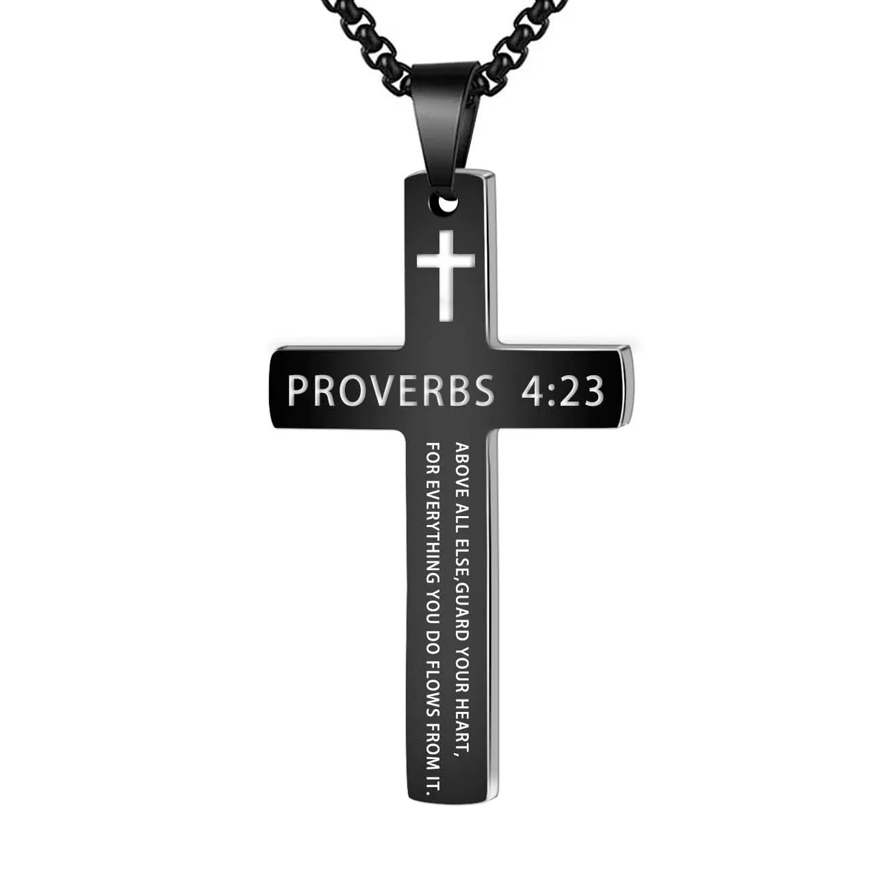 304L Stainless Steel Bible Verse Cross Necklace