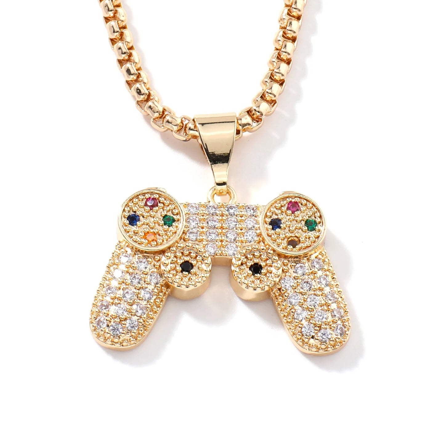 Trendy Golden Gamepad Lightning Necklace