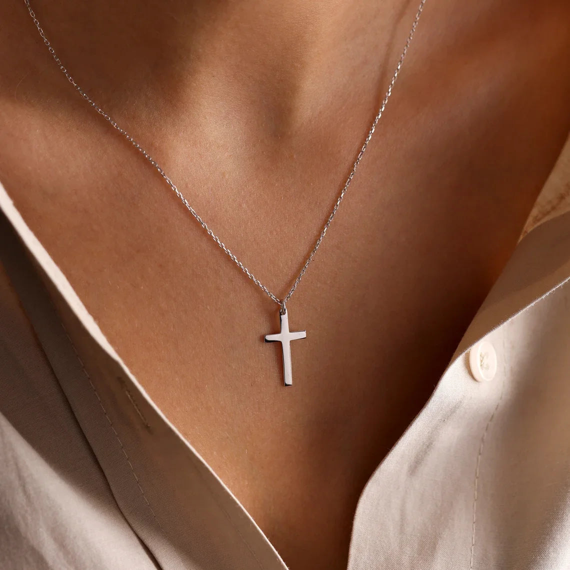 Unisex Faith Gold Silver Stainless Steel Cross Necklace