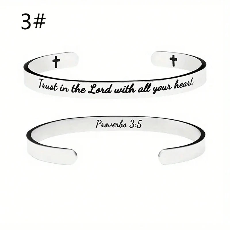 Stainless Steel Jesus Christian Bible Verse Cuff Bracelet