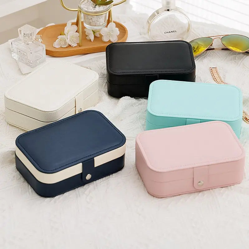 Portable Leather Travel Jewelry Organizer Box for Women