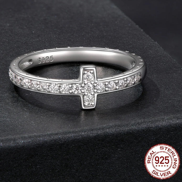 Stackable Eternity Moissanite Cross Ring