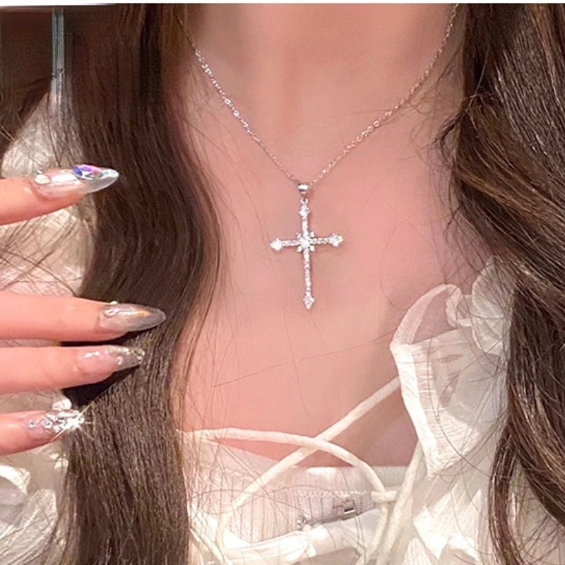 Women’s Crystal Zircon Cross Pendant Necklace