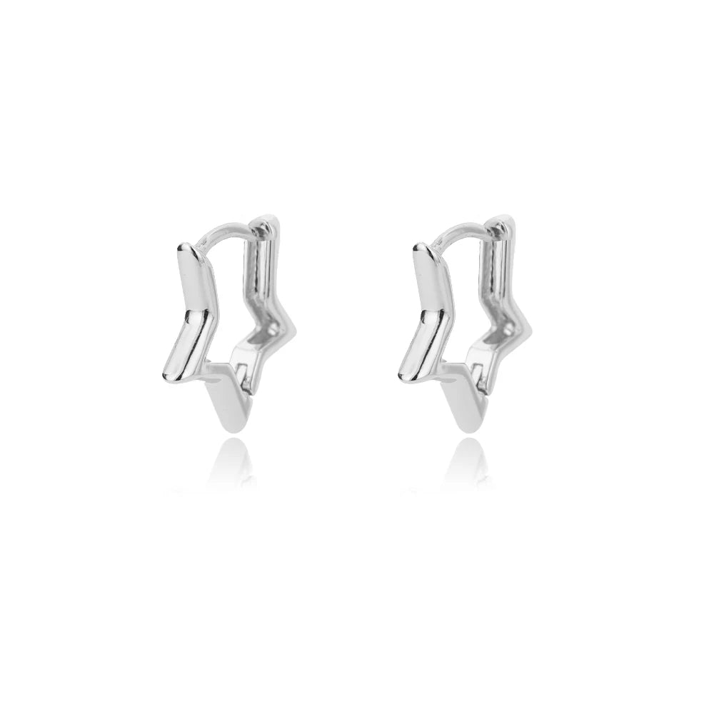 Stainless Steel Gold Heart Zircon Hoop Earrings