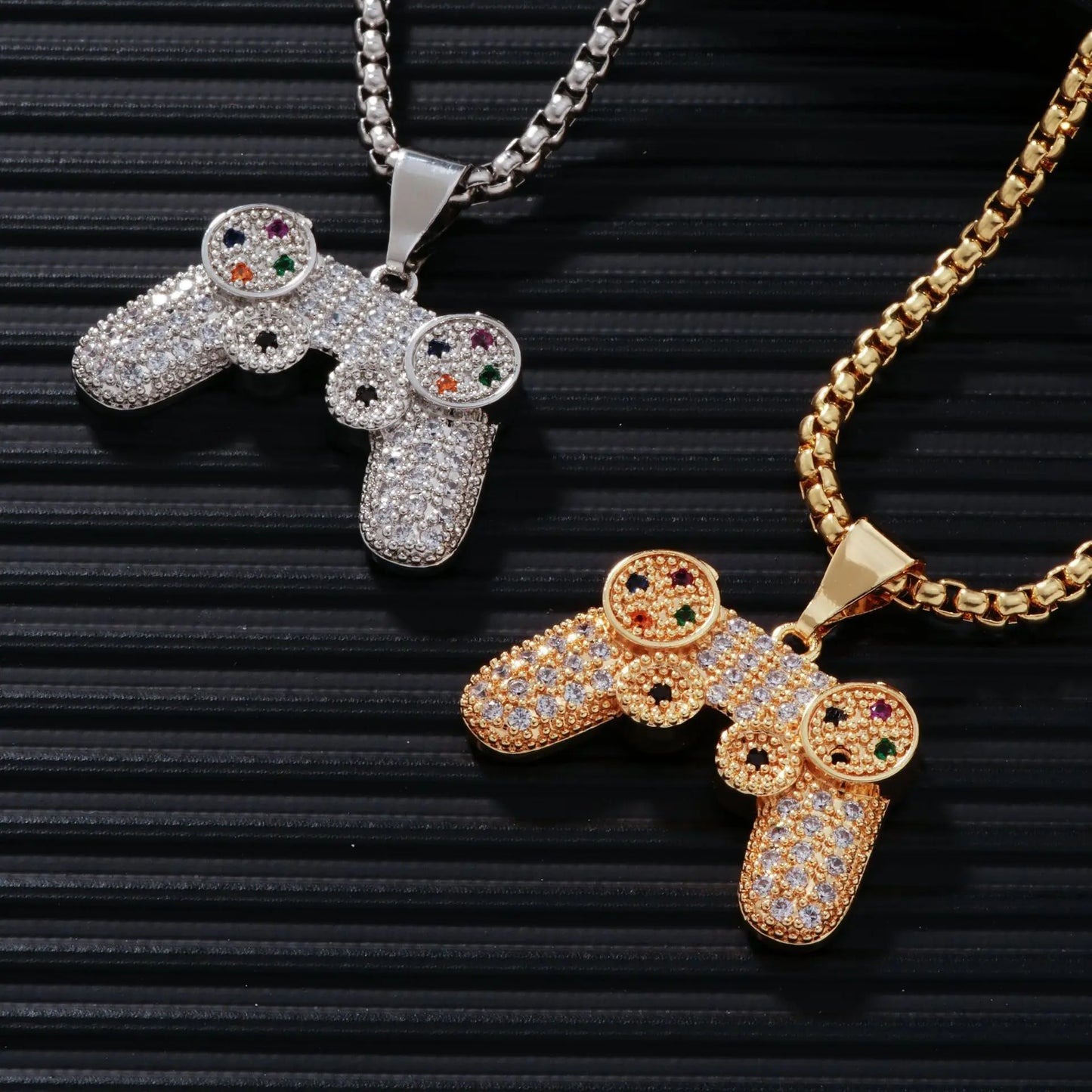 Trendy Golden Gamepad Lightning Necklace